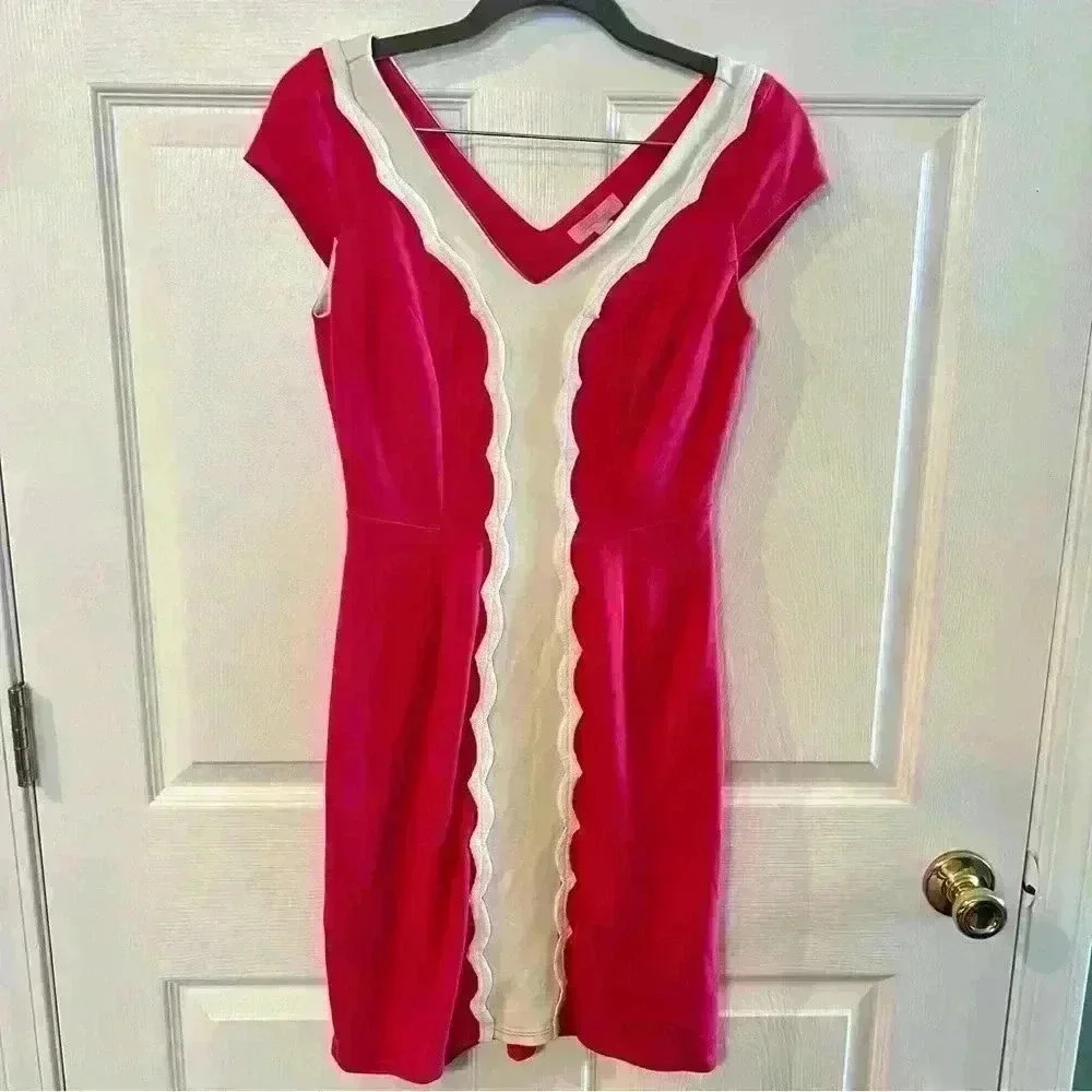Lily Pulitzer Kris Sheath Midi Dress in Multi Azalea White Colorblock, Size XS